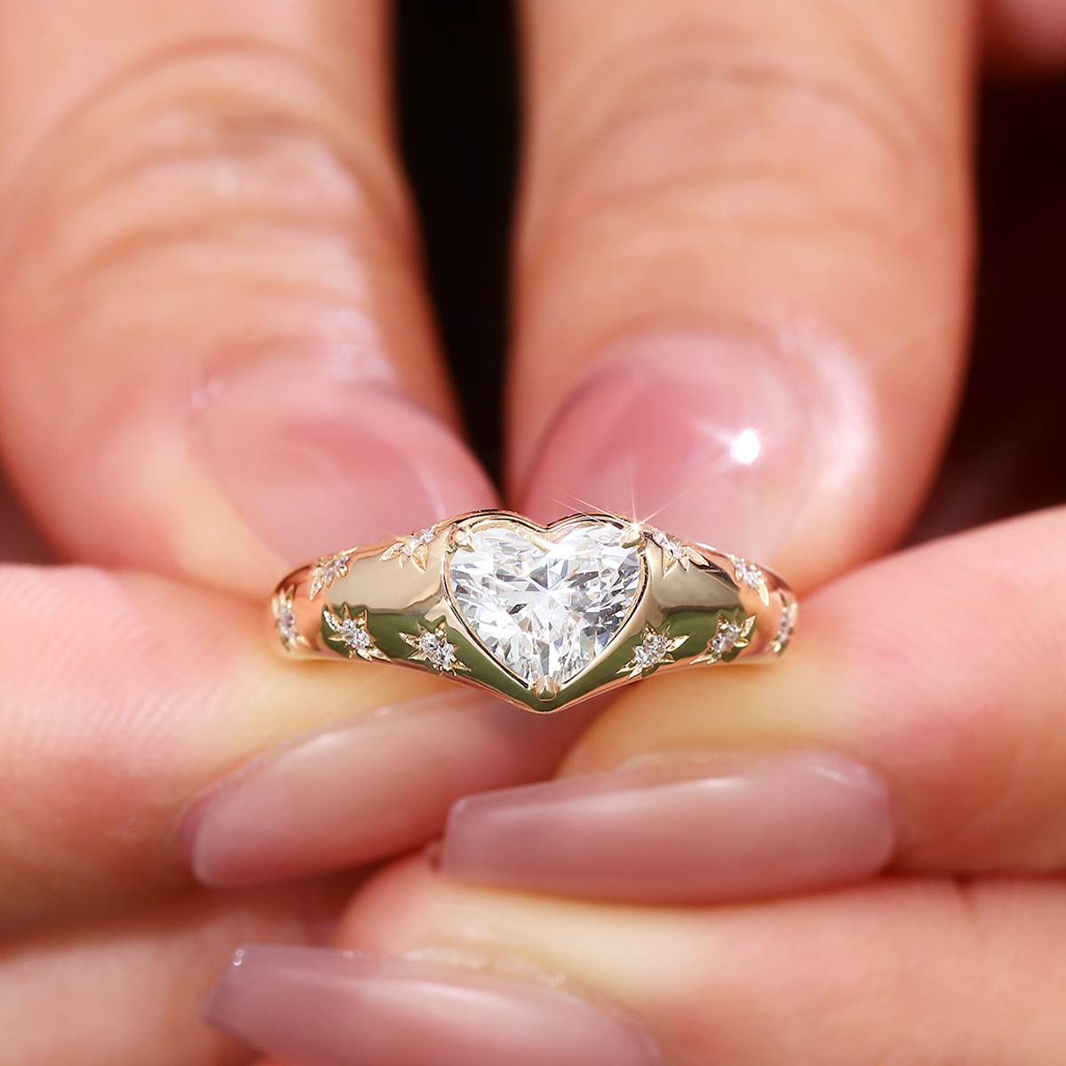 Bezel Heart Star Moissanite Ring