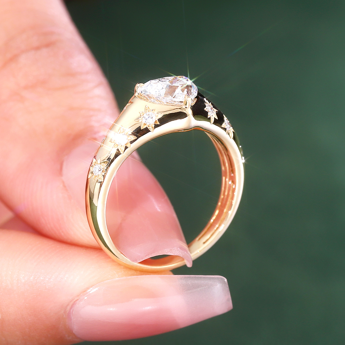 Bezel Heart Star Moissanite Ring