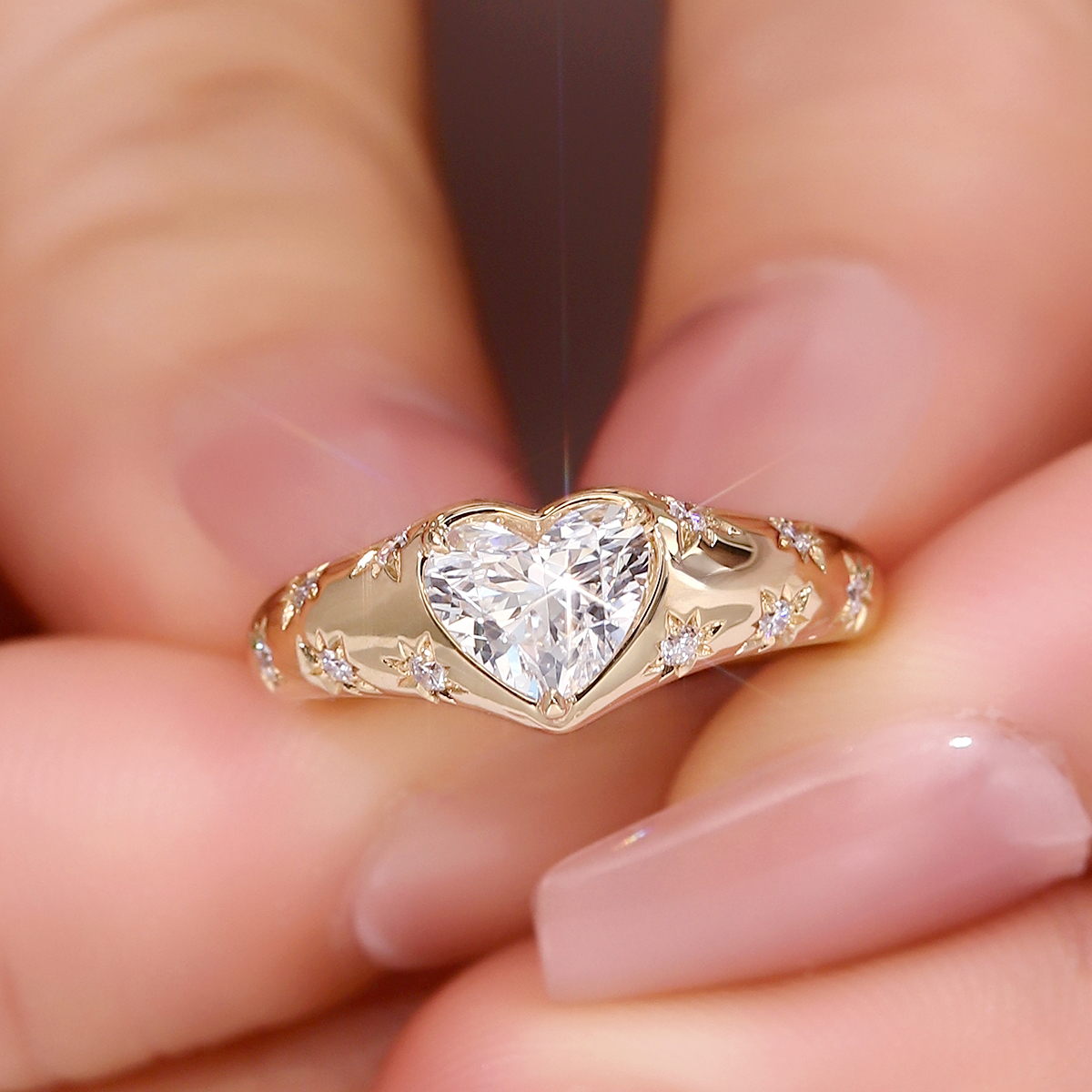 Bezel Heart Star Moissanite Ring