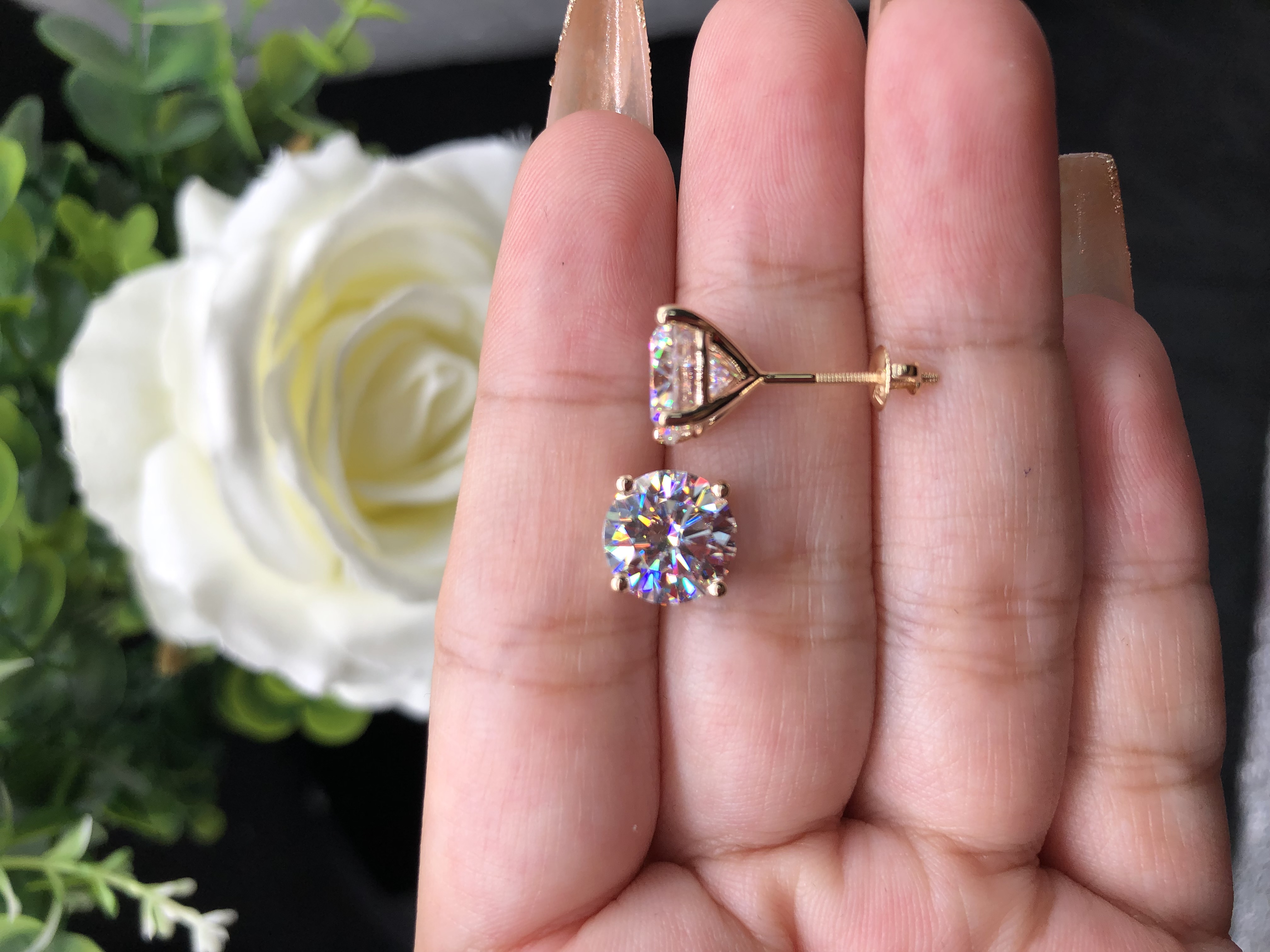 Martini Setting Screw Back Moissanite Earrings-VOOGME