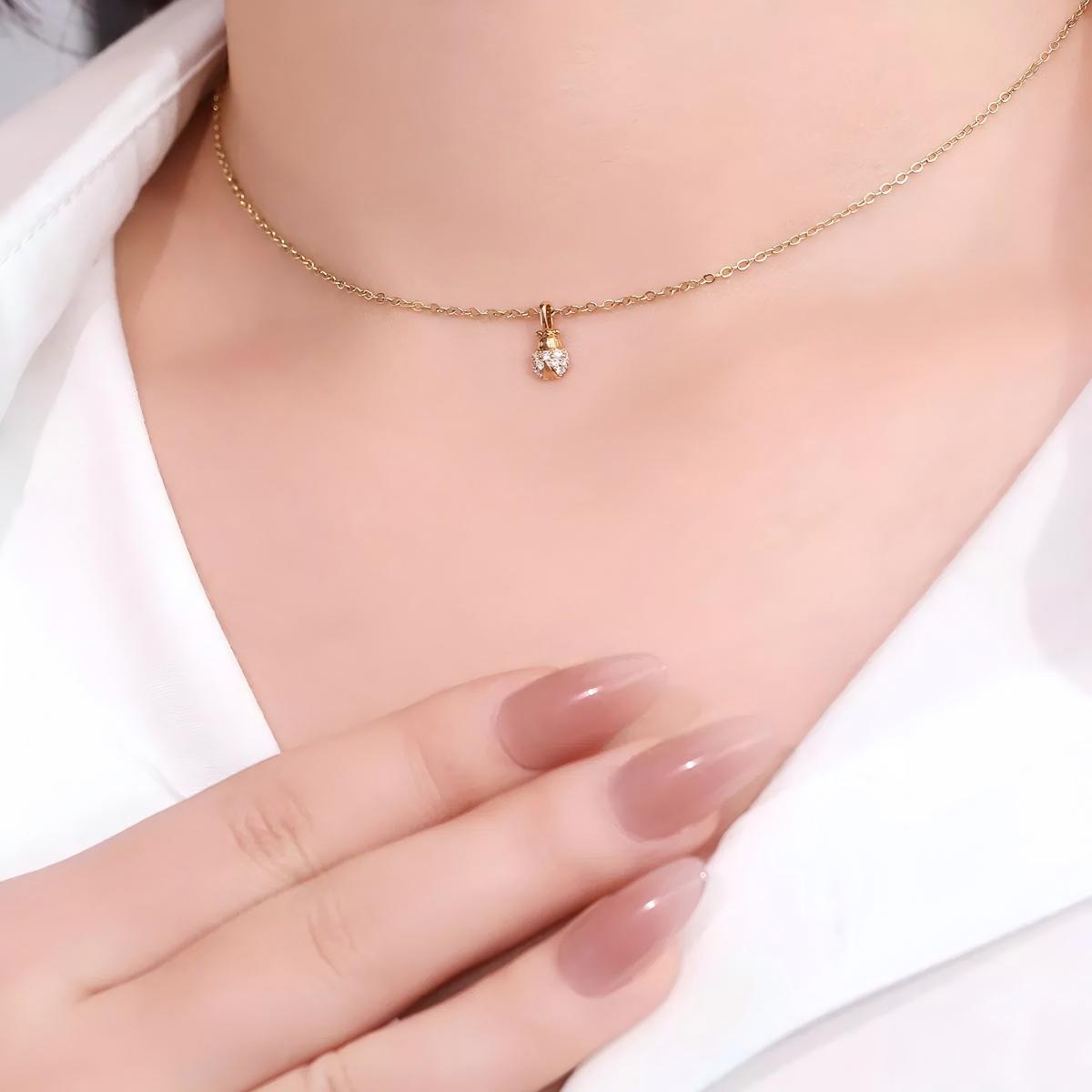 18K Gold Miraculous Ladybug Lab-Created Diamond Pendant