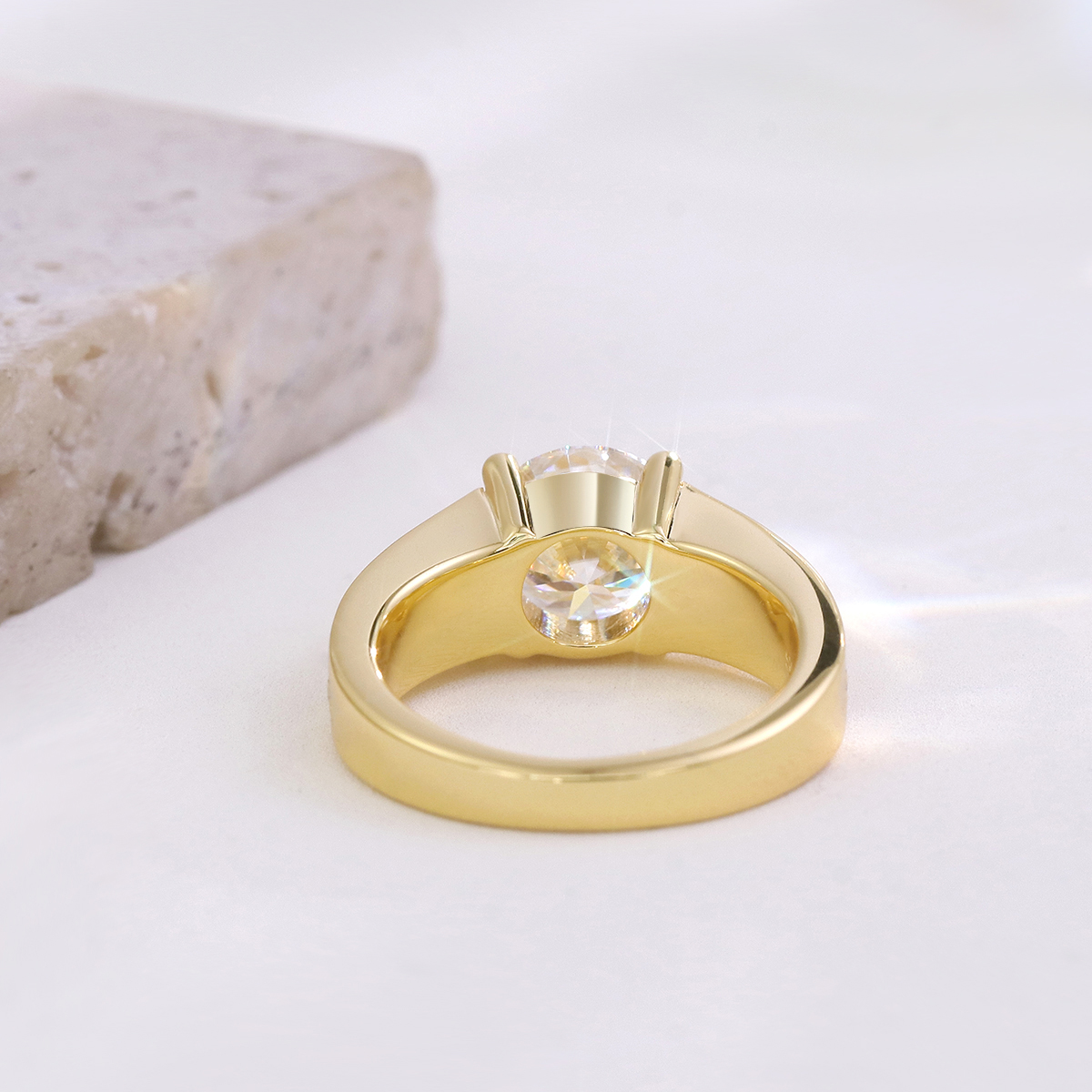 Charlotte Half Bezel Moissanite Engagement Ring 2.0 ct-VOOGME