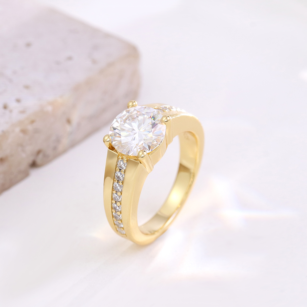 Charlotte Half Bezel Moissanite Engagement Ring 2.0 ct-VOOGME