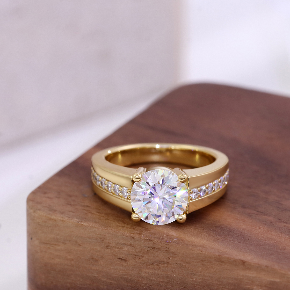 Charlotte Half Bezel Moissanite Engagement Ring 2.0 ct-VOOGME