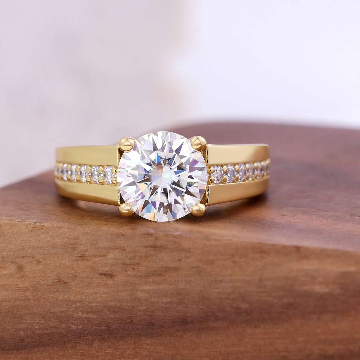 Charlotte Half Bezel Moissanite Engagement Ring 2.0 ct-VOOGME