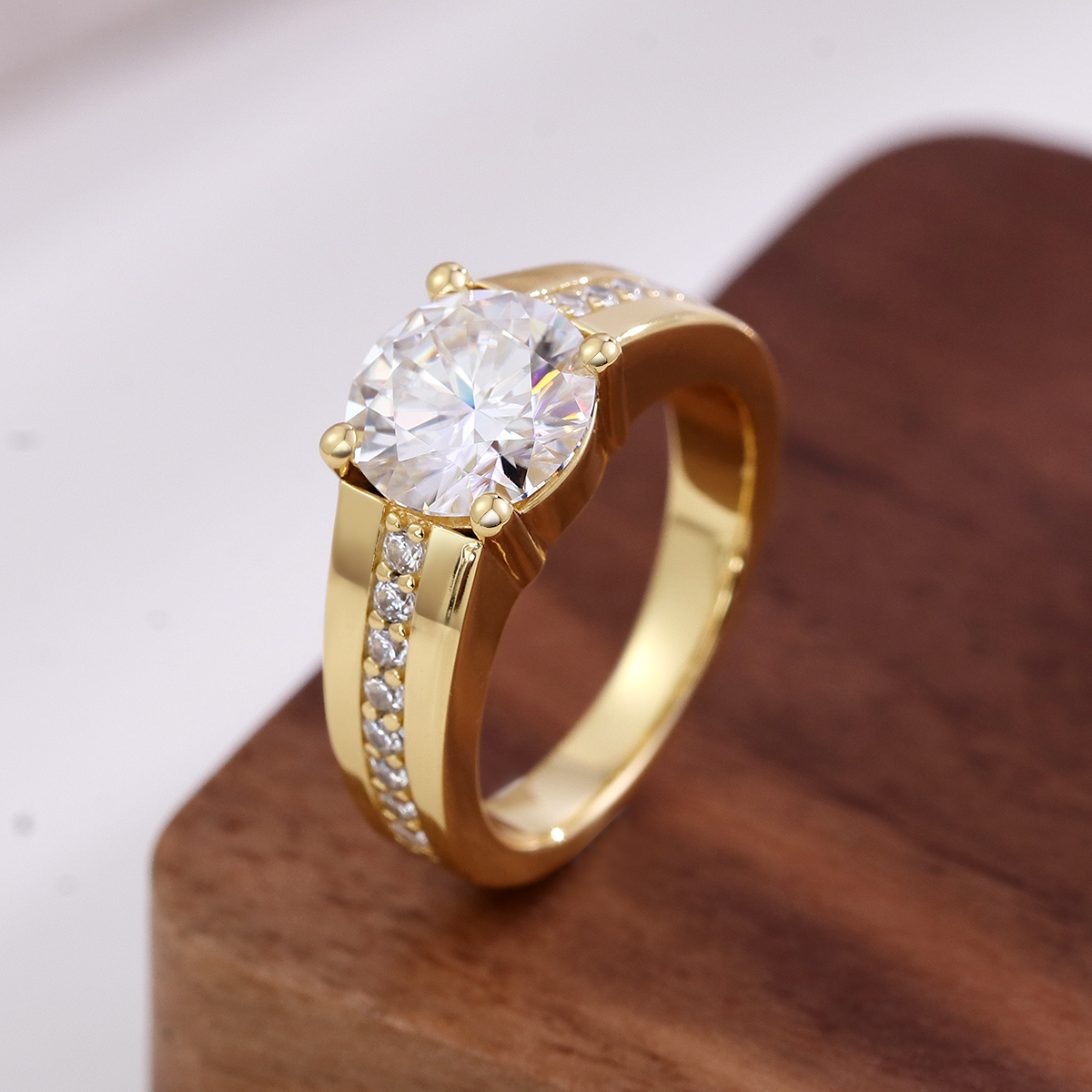 Charlotte Half Bezel Moissanite Engagement Ring 2.0 ct-VOOGME