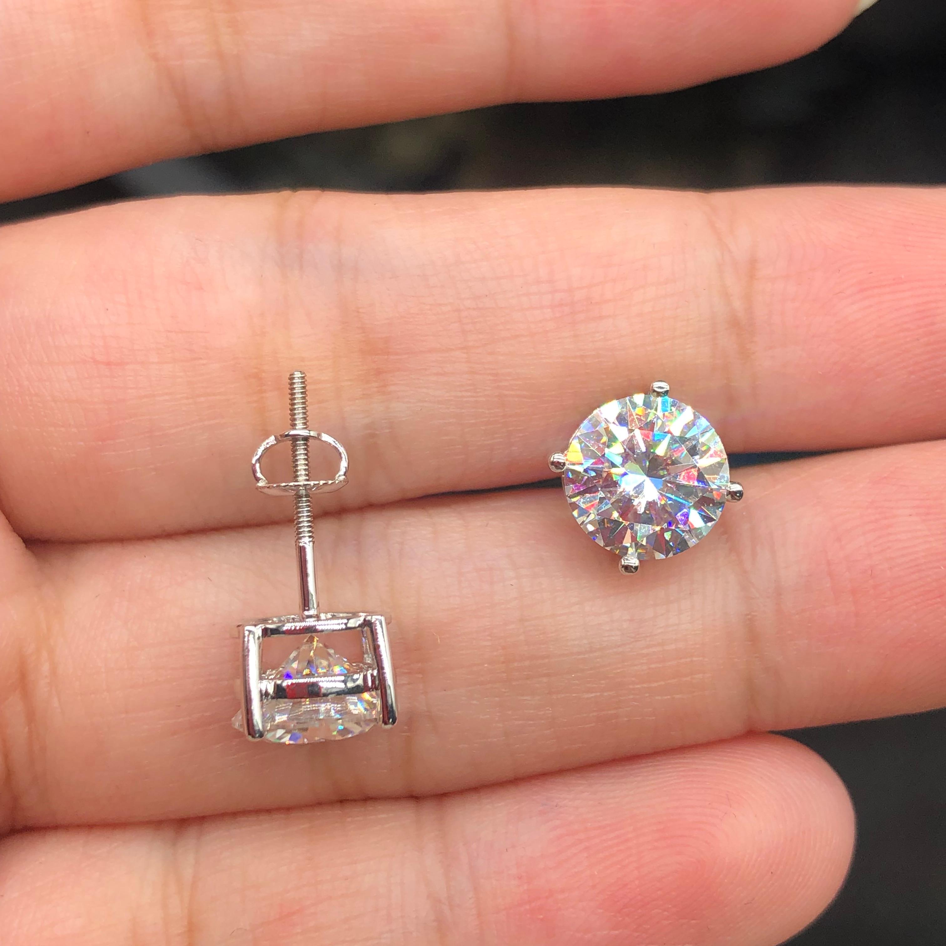 Four-Prong Screw Back Moissanite Earrings-VOOGME