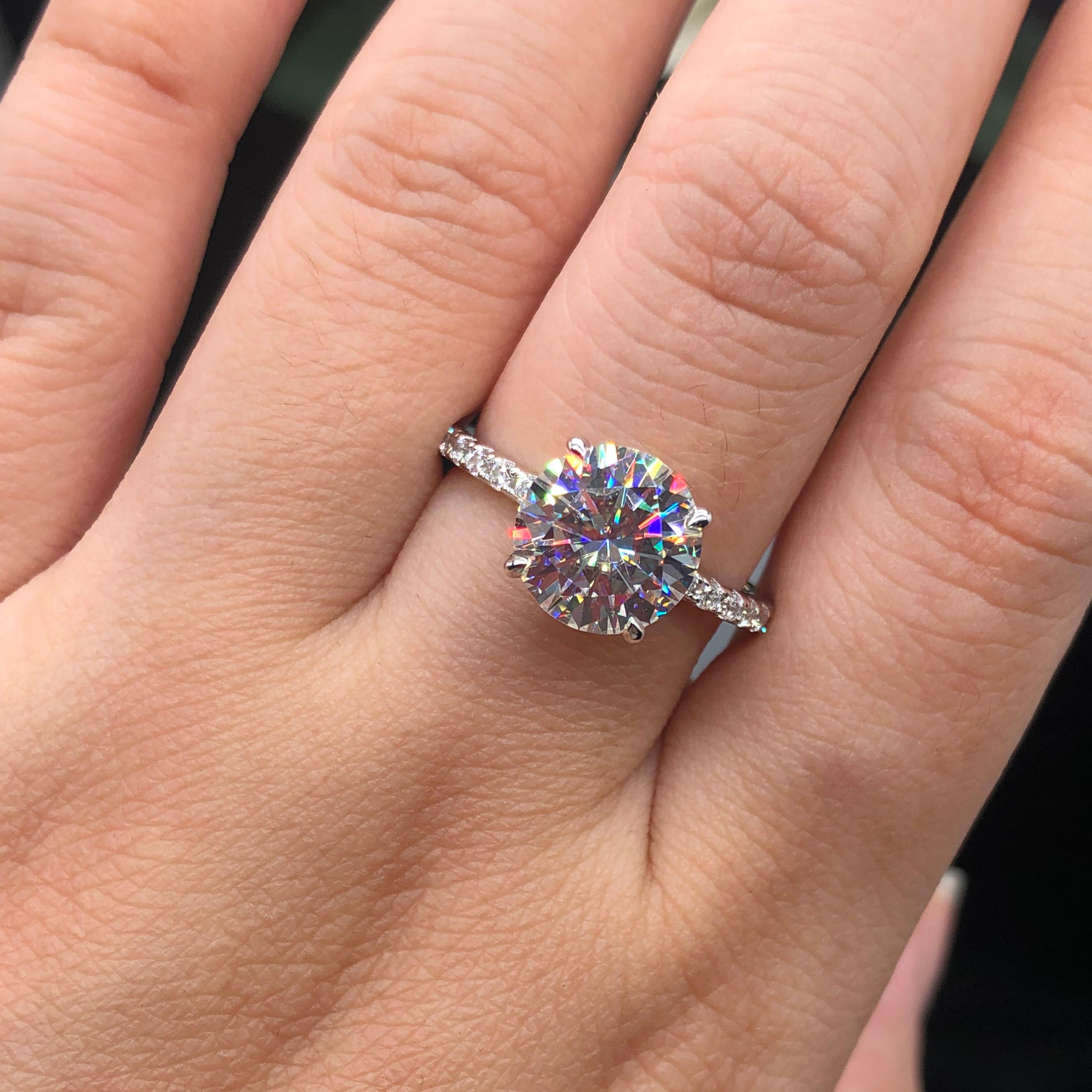 Hyne Pave Moissanite Engagement Ring 3.0 ct-VOOGME