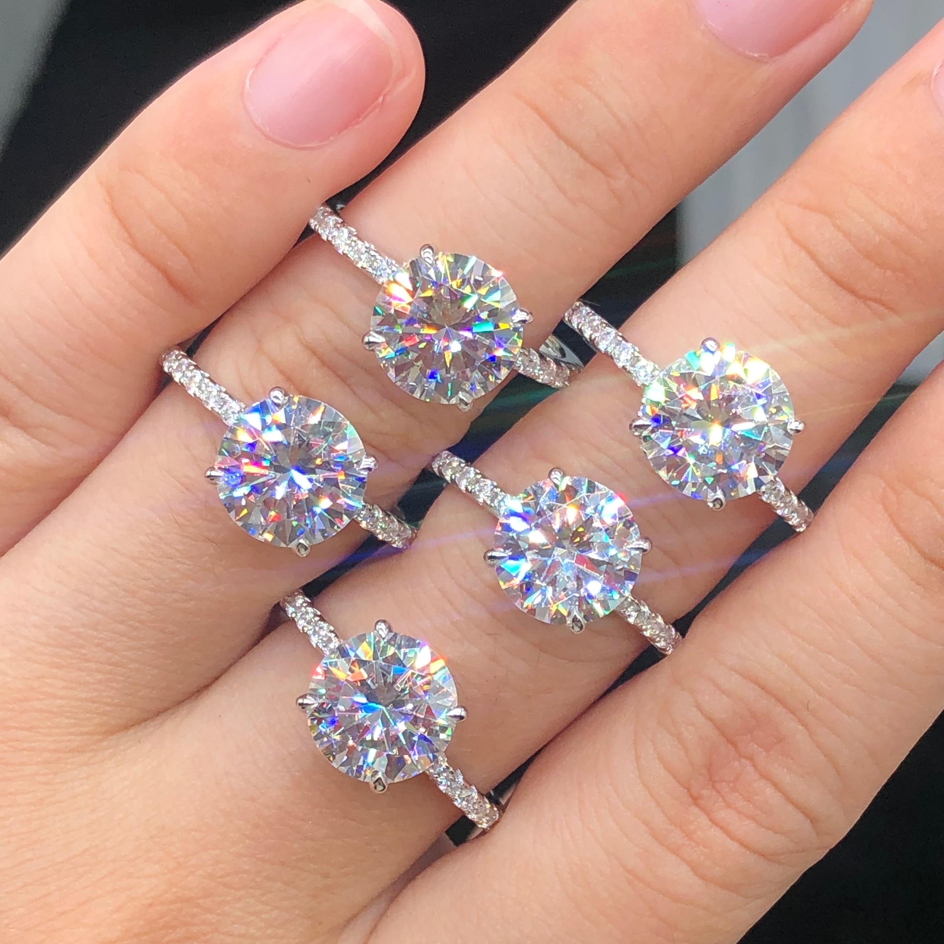 Hyne Pave Moissanite Engagement Ring 3.0 ct-VOOGME