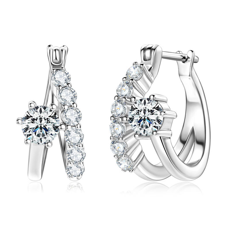 Irregular Double Layer Moissanite Hoop Earrings