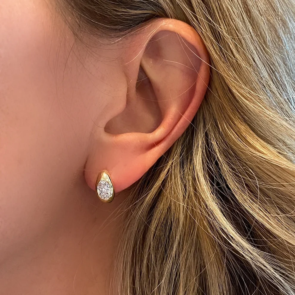 Bezel Oval Moissanite Hoop Earrings