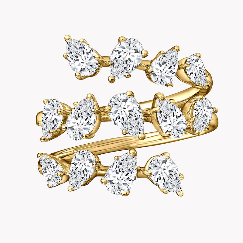 Pear Moissanite Spiral Ring Band-VOOGME
