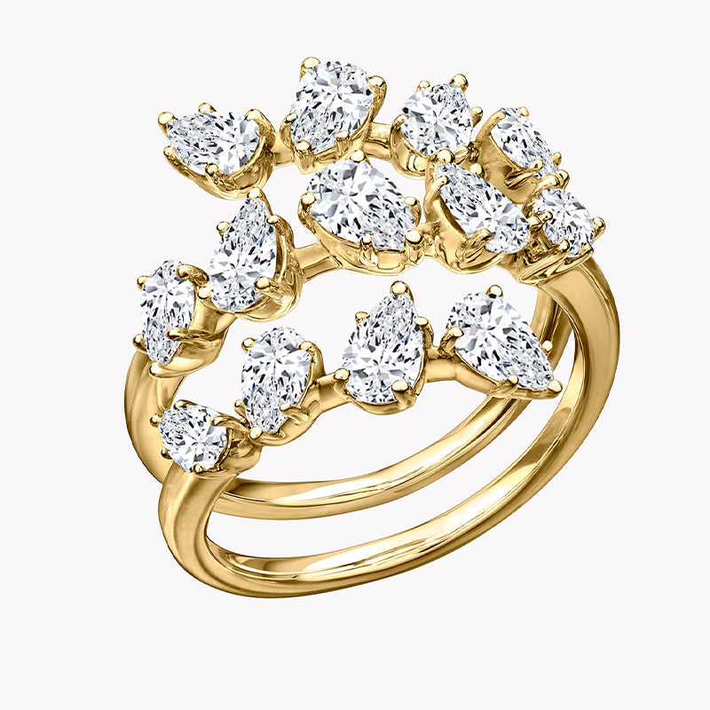 Pear Moissanite Spiral Ring Band-VOOGME