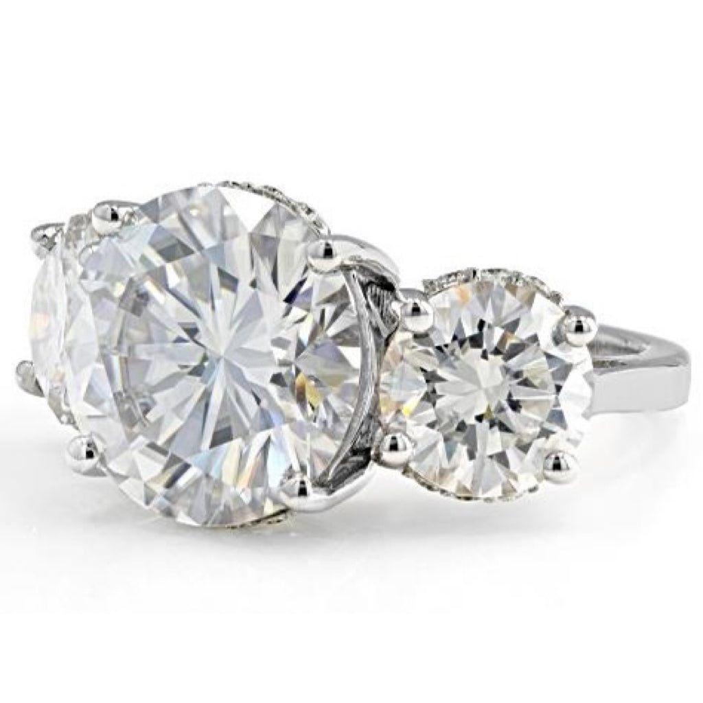 Three-Stone Cocktail Moissanite Engagement Ring (11.0 ct. tw)-VOOGME