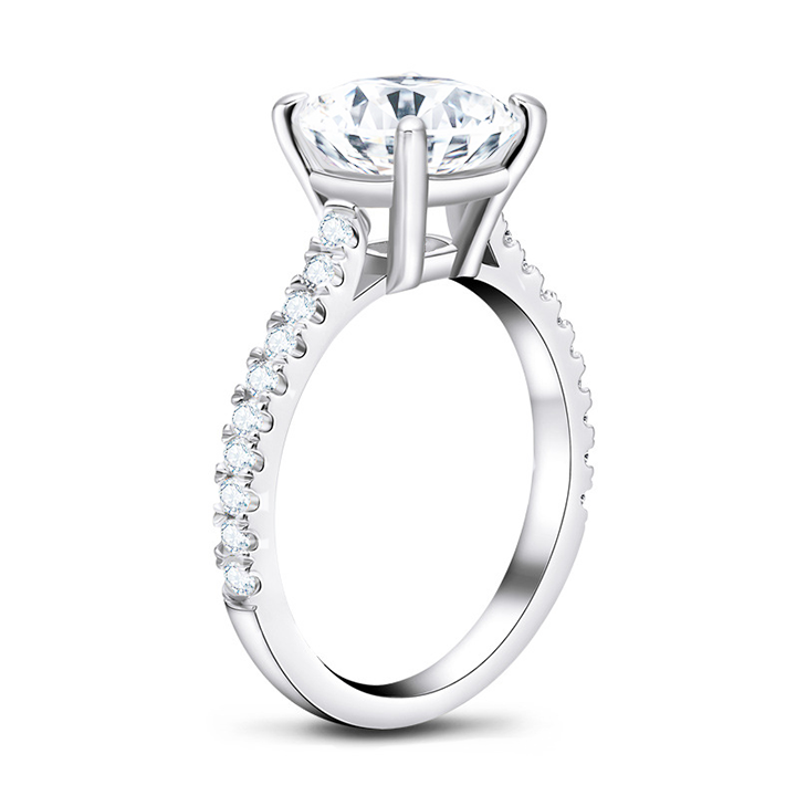 French Four-Prong Moissanite Engagement Ring 3.0 ct-VOOGME