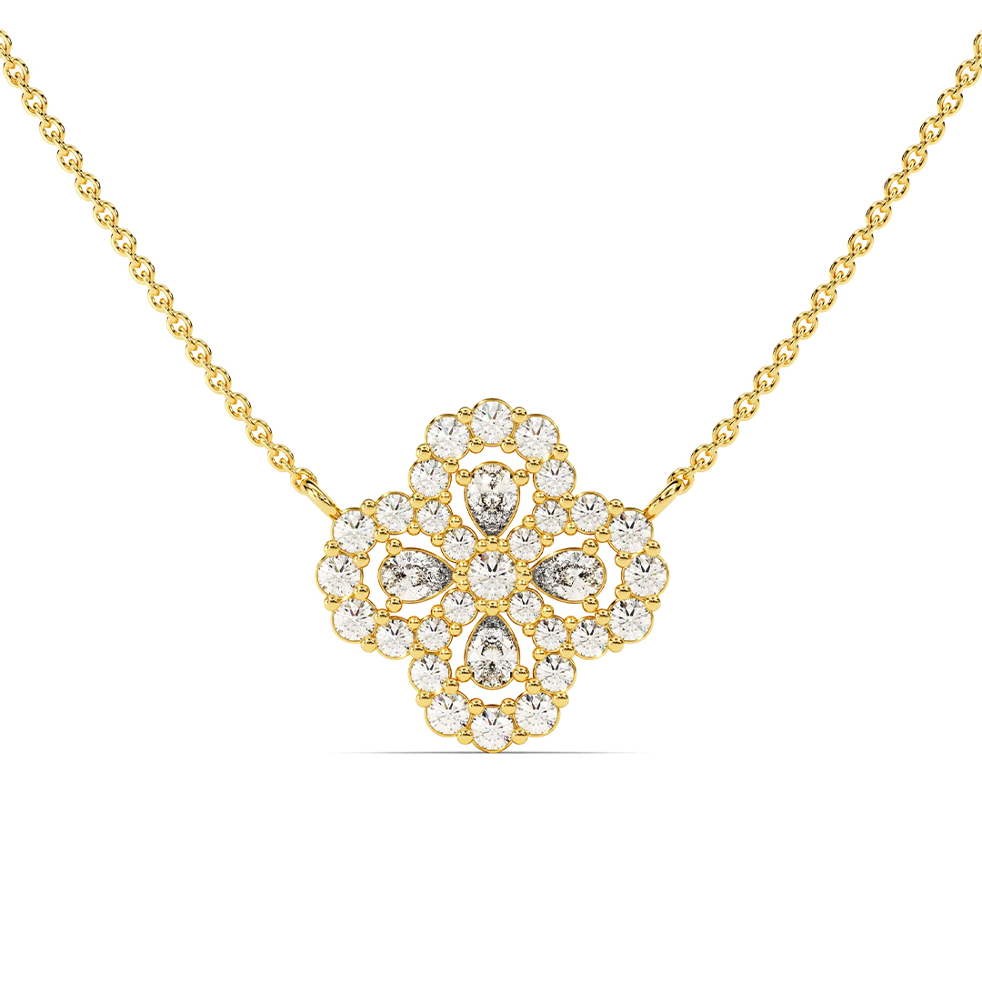 Halo Clover Moissanite Necklace