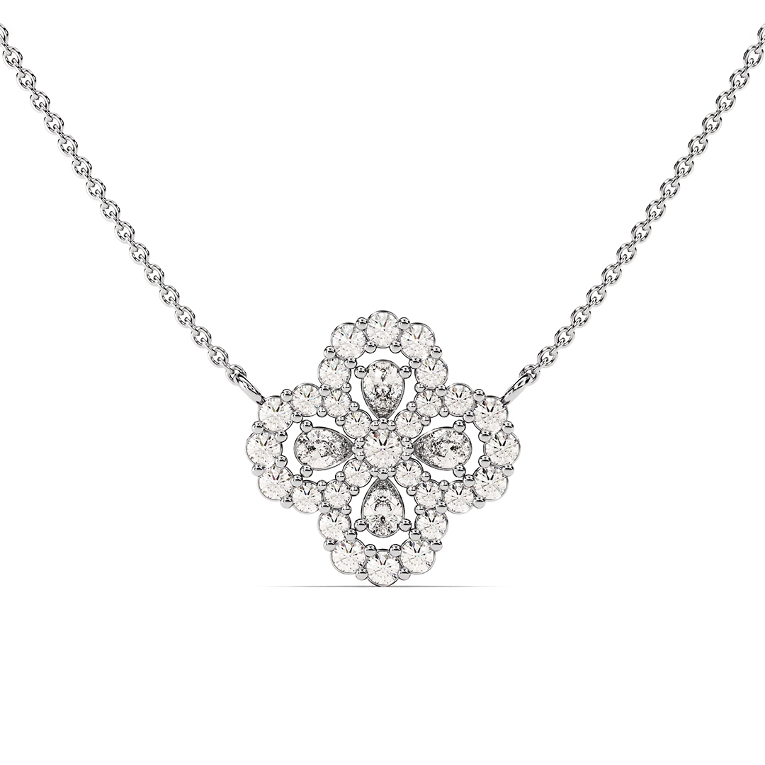 Halo Clover Moissanite Necklace