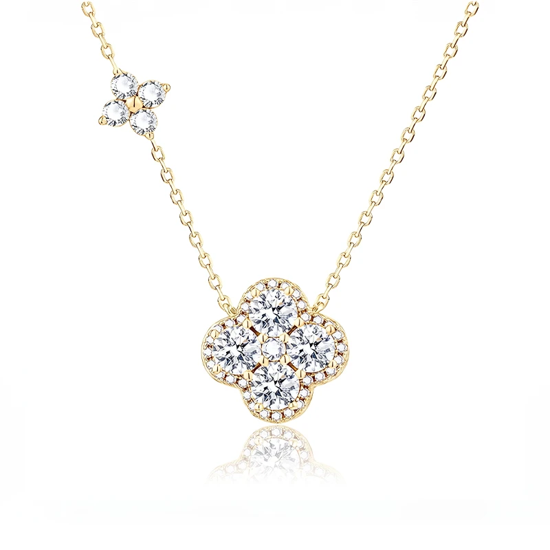 Double Lucky Clover Moissanite Necklace