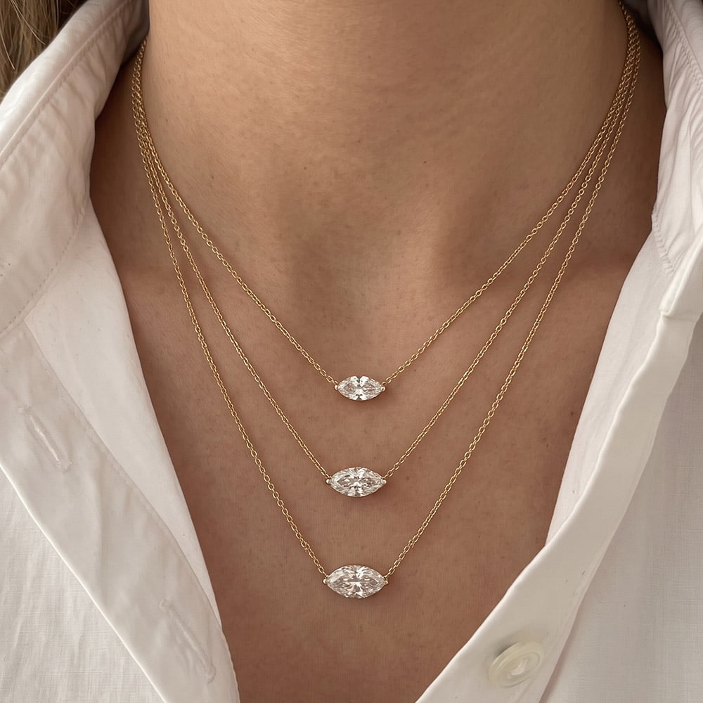 East West Marquise Moissanite Necklace