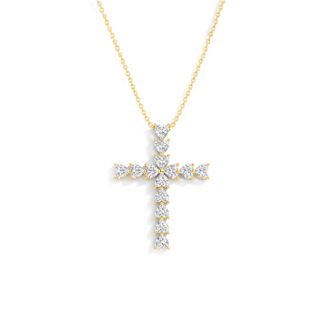 Cross Heart Moissanite Necklace