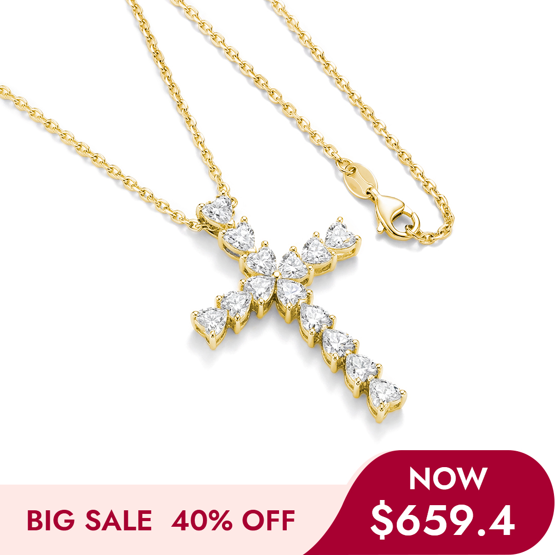 Cross Heart Moissanite Necklace