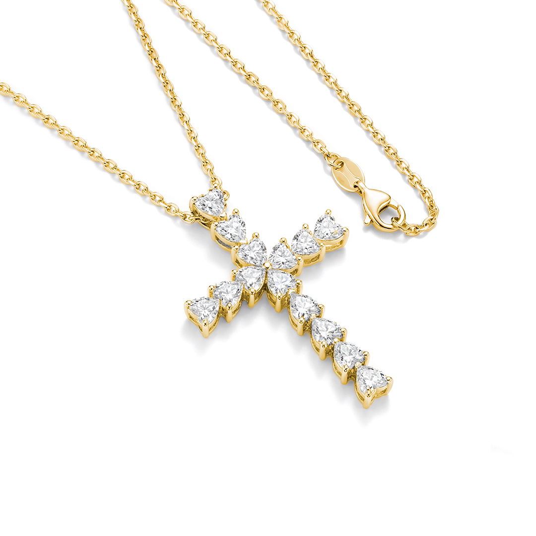 Cross Heart Moissanite Necklace