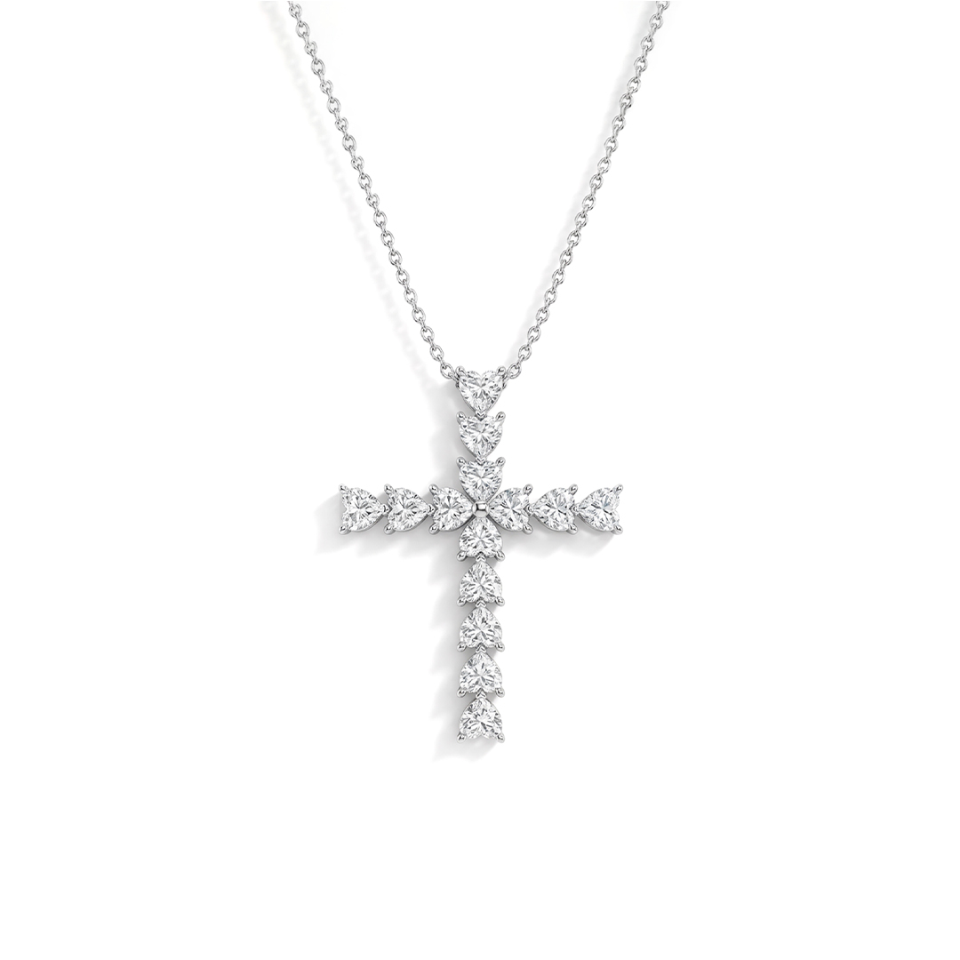 Cross Heart Moissanite Necklace