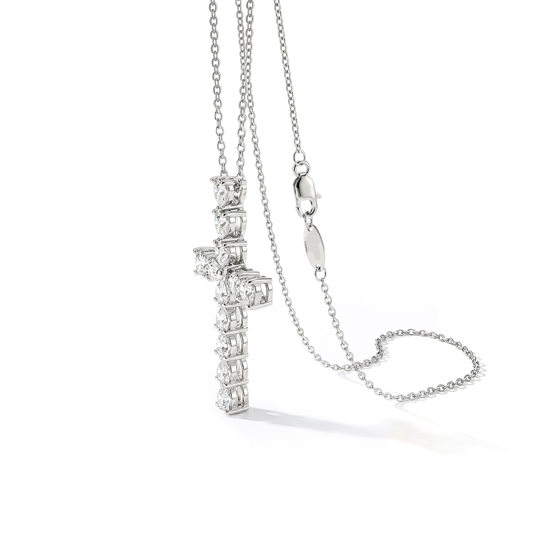 Cross Heart Moissanite Necklace