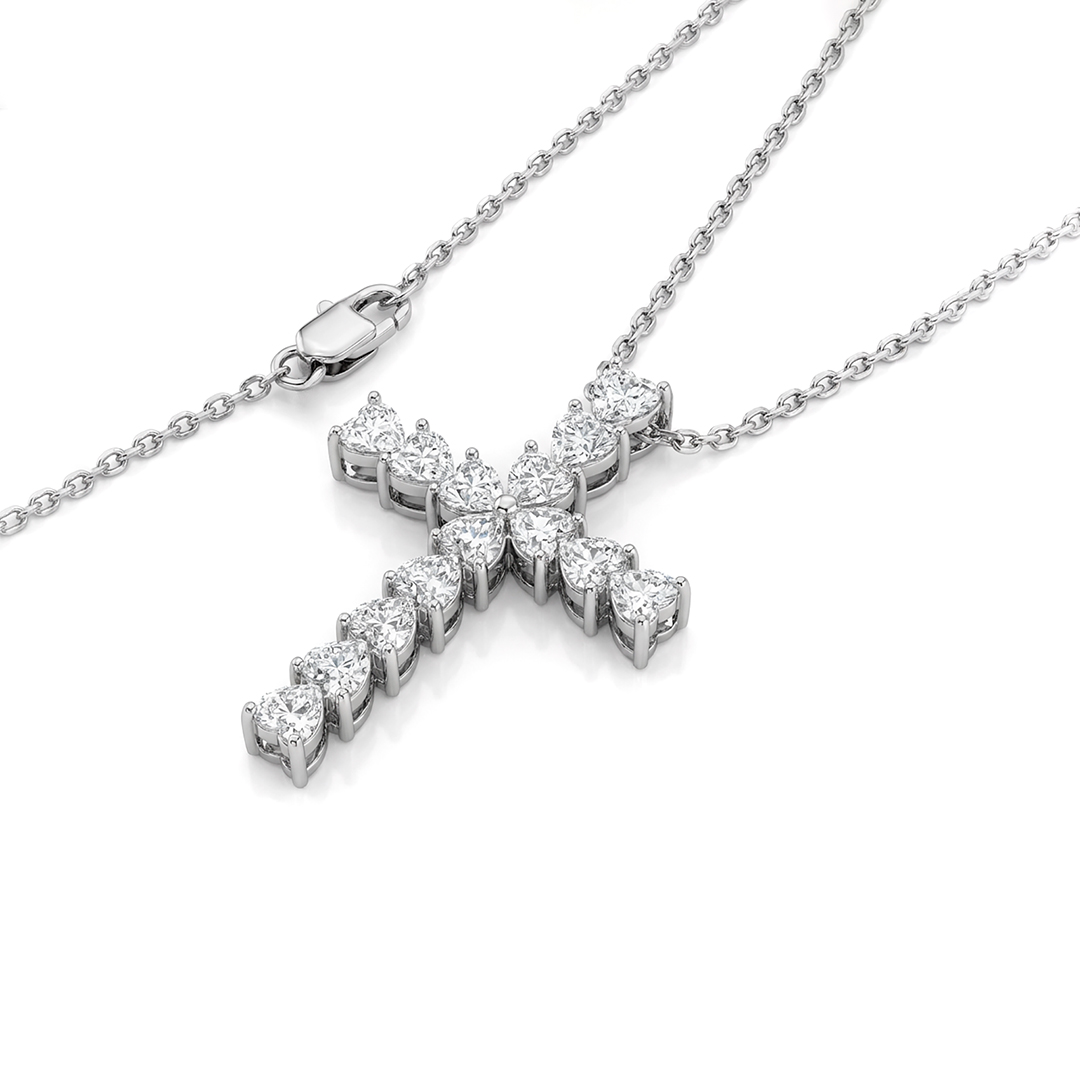 Cross Heart Moissanite Necklace