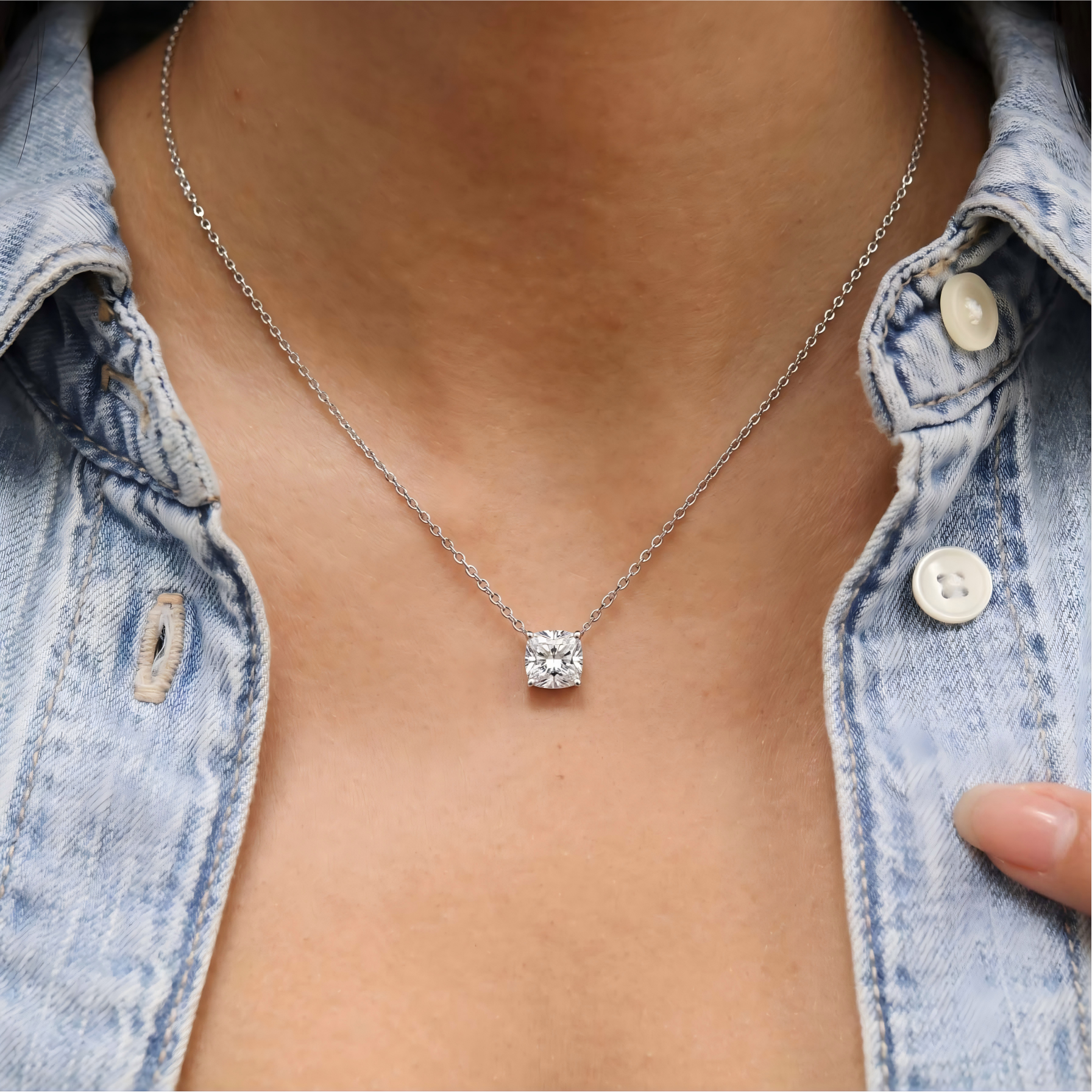 Classic Princess Moissanite Necklace
