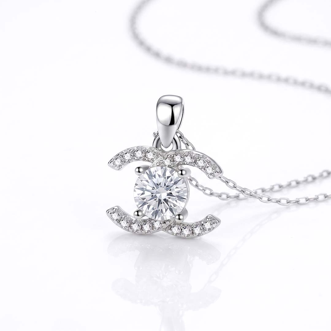 Double C Moissanite Necklace