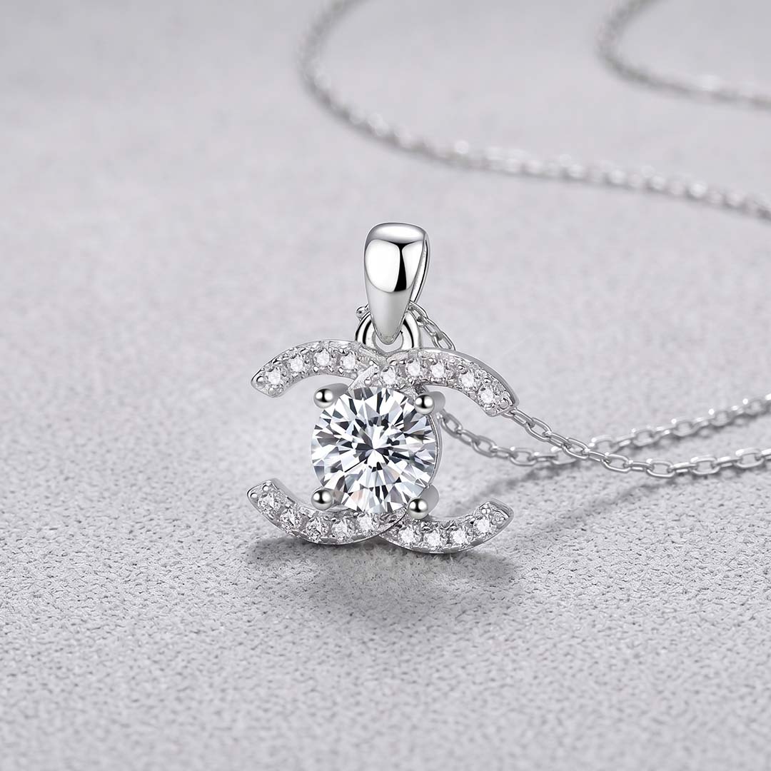 Double C Moissanite Necklace