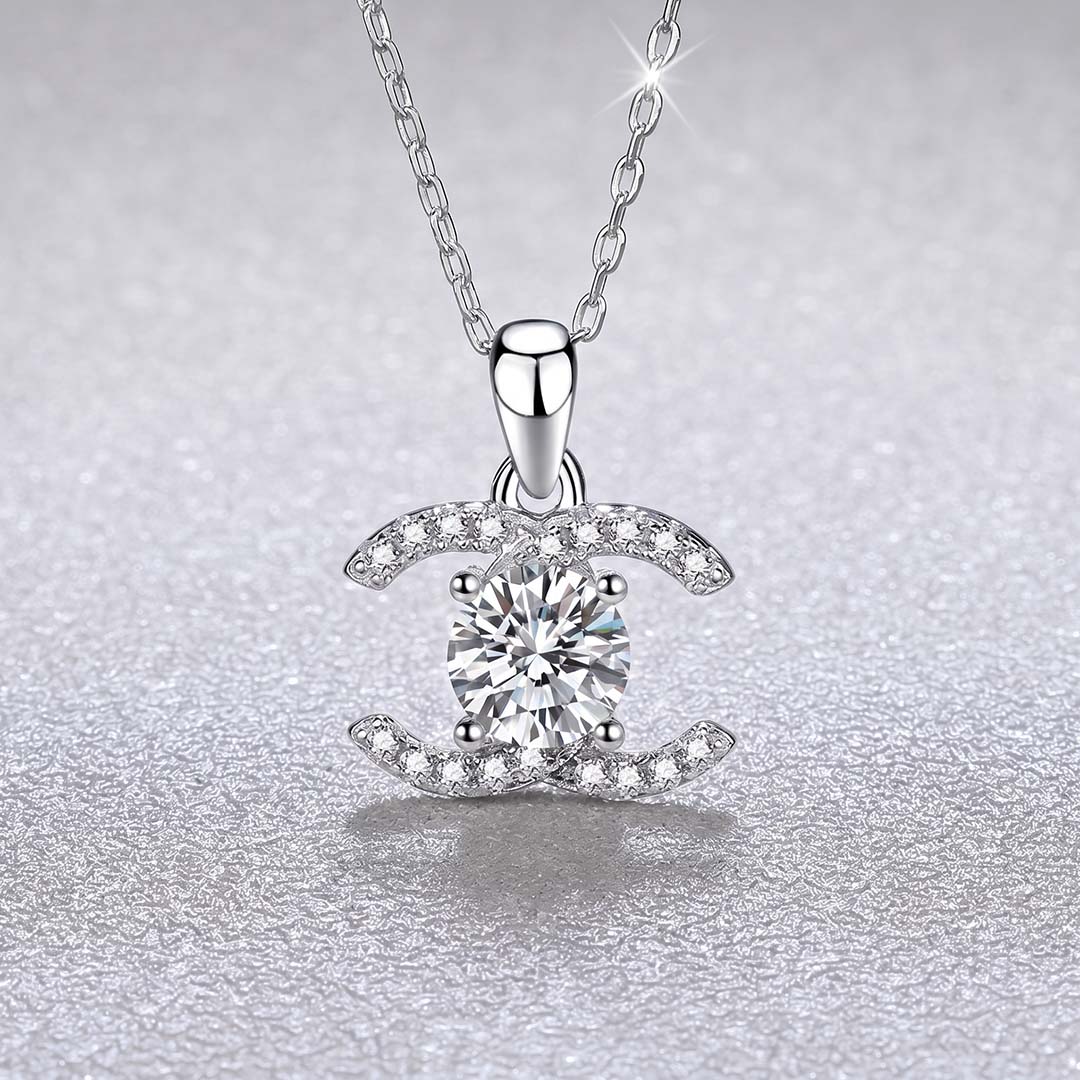 Double C Moissanite Necklace