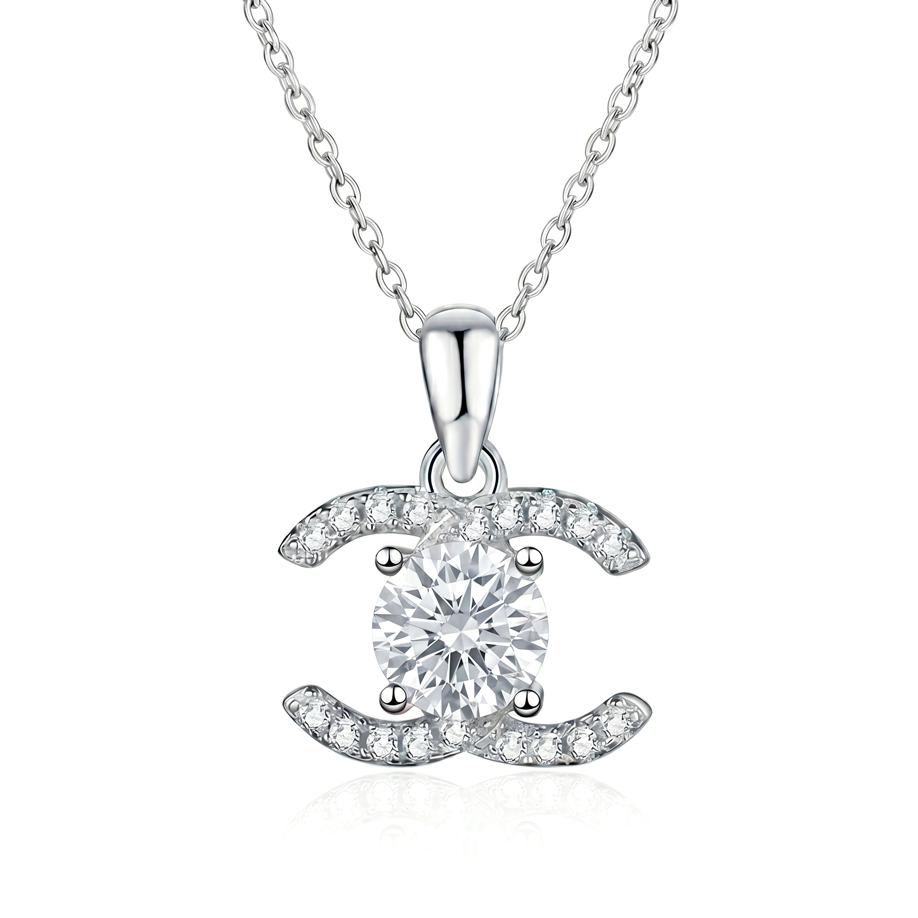 Double C Moissanite Necklace