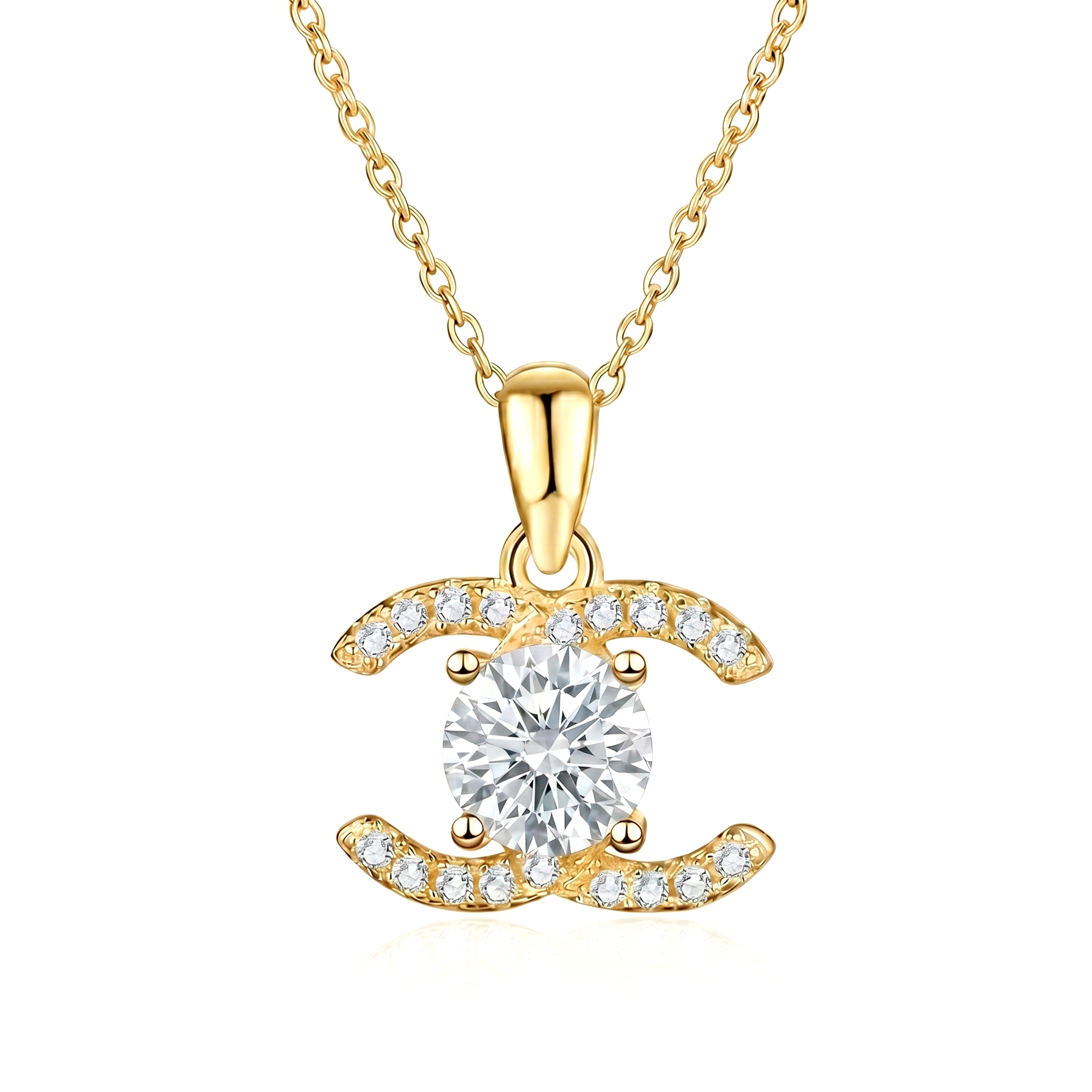 Double C Moissanite Necklace
