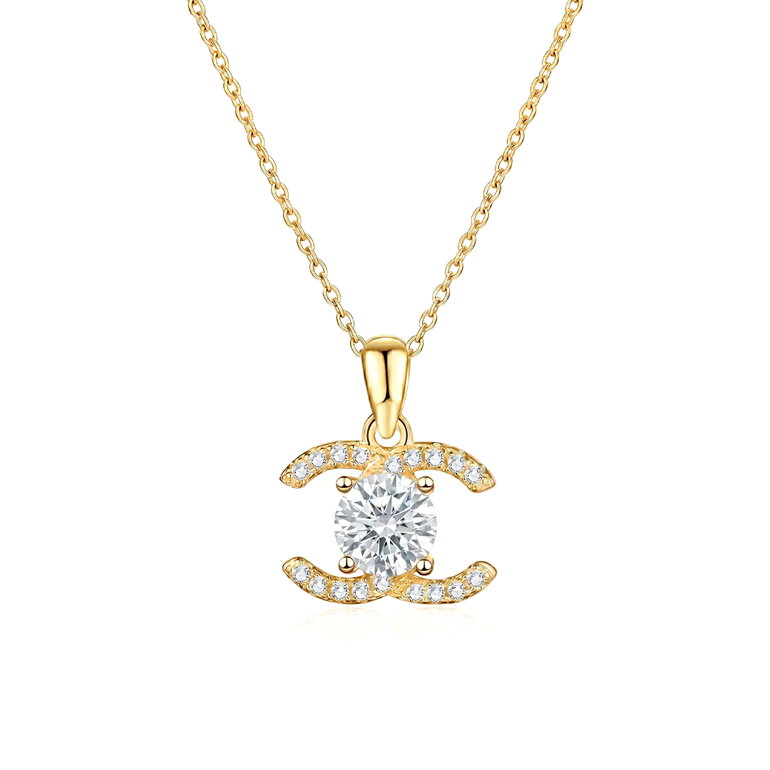 Double C Moissanite Necklace