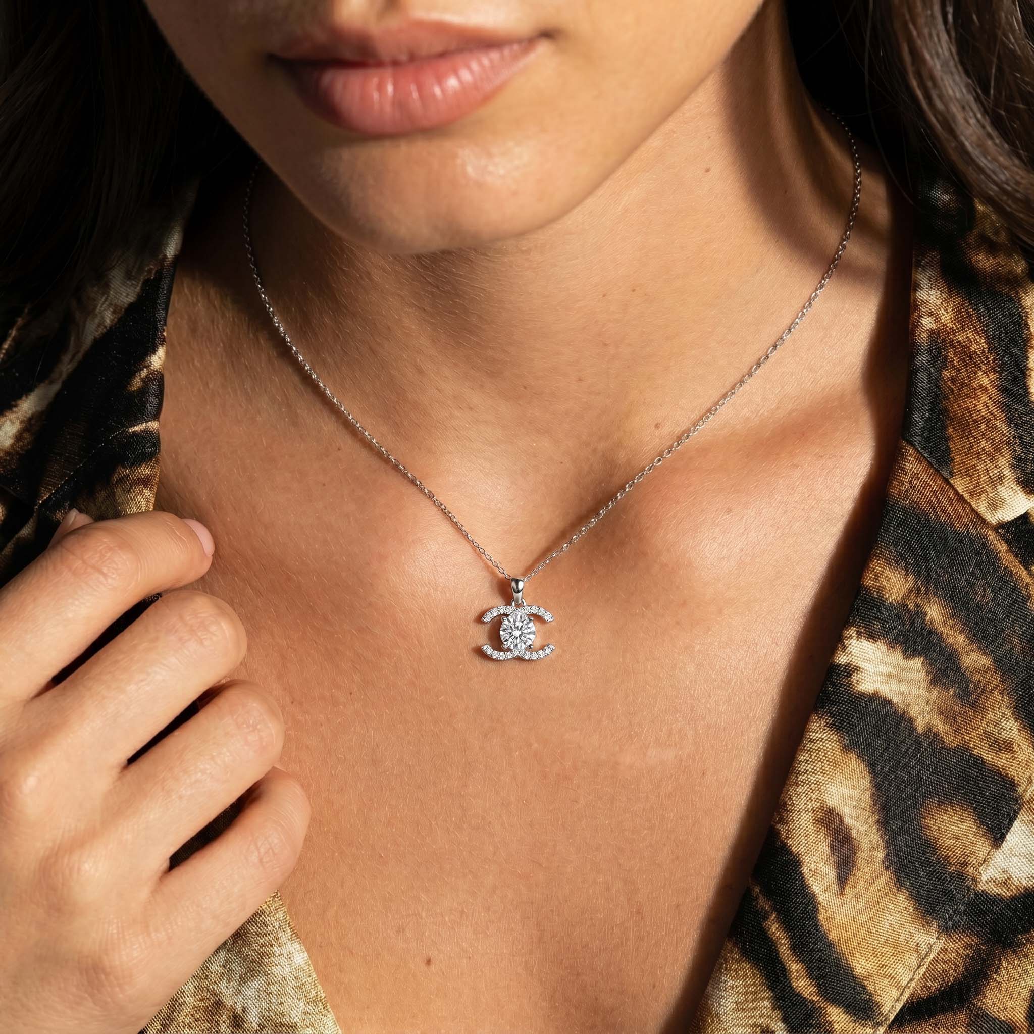 Double C Moissanite Necklace