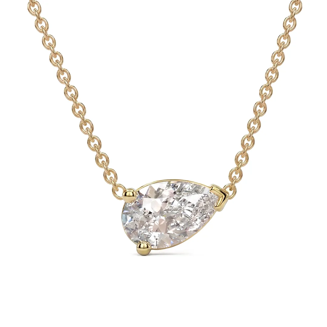 East West Pear Cut Moissanite Necklace