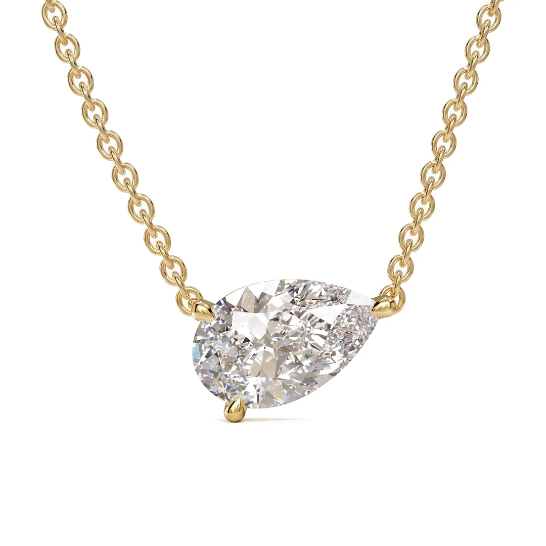 East West Pear Cut Moissanite Necklace