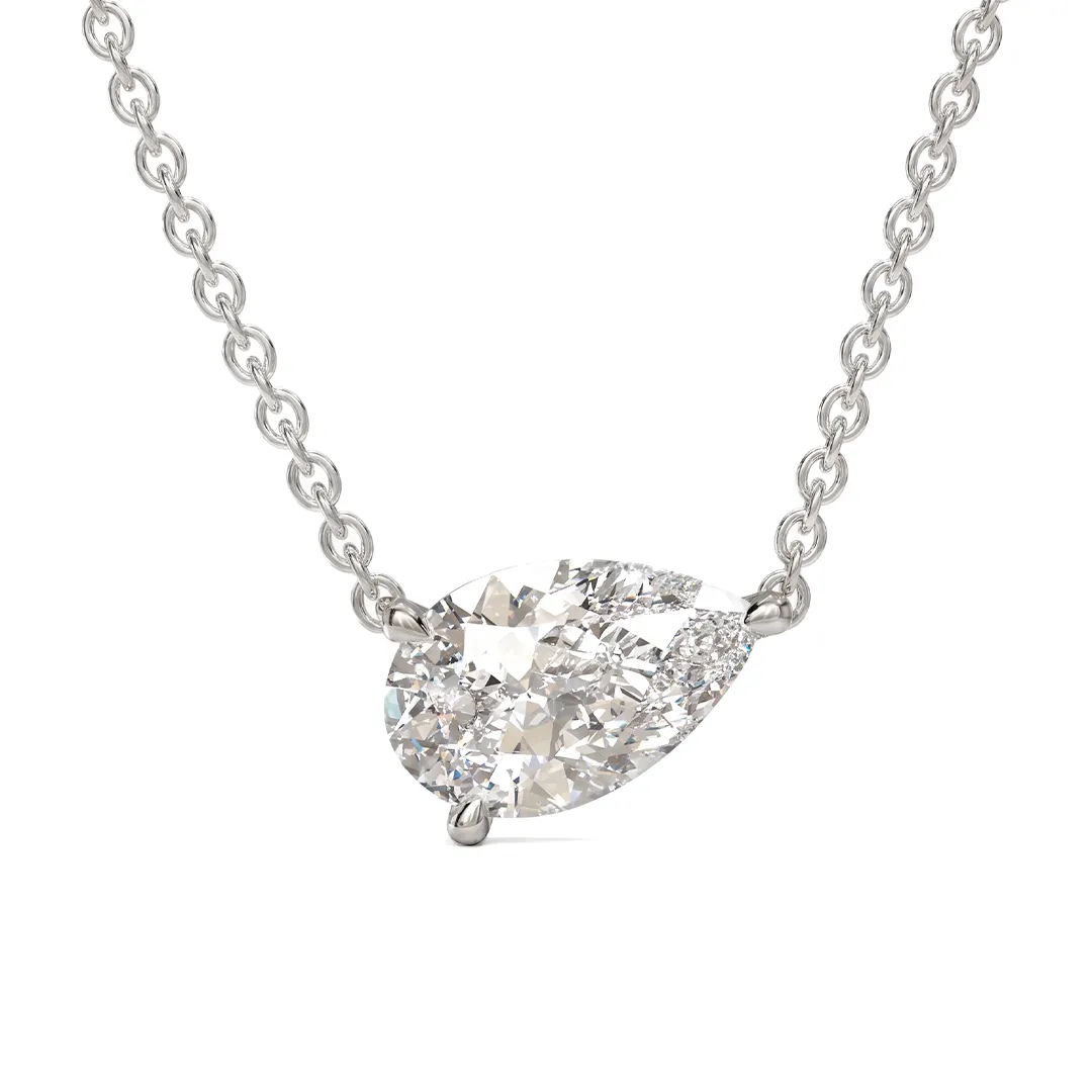 East West Pear Cut Moissanite Necklace