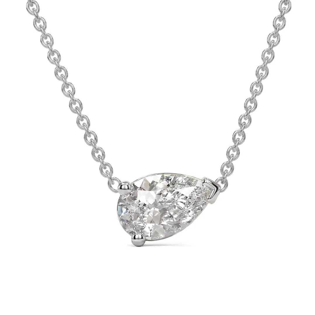 East West Pear Cut Moissanite Necklace