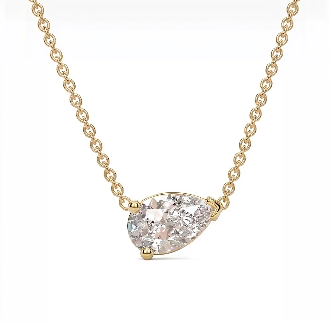 East West Pear Cut Moissanite Necklace
