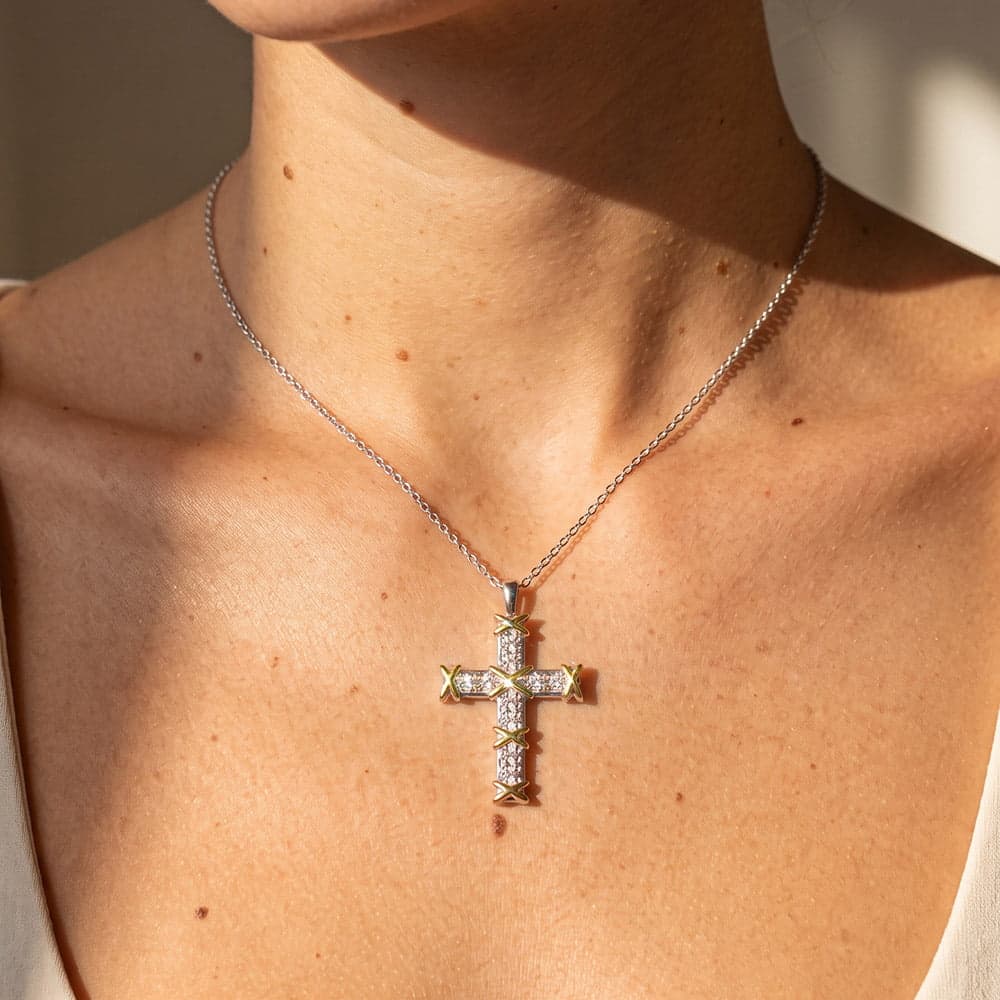 X Relief Cross Moissanite Necklace