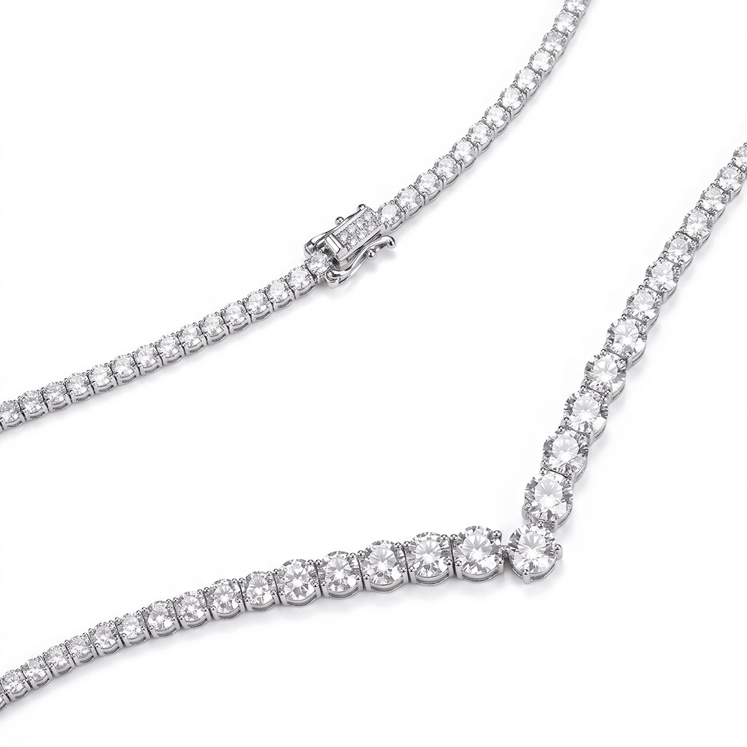 V Gradient Moissanite Tennis Necklace