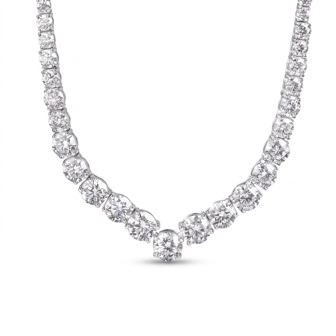 V Gradient Moissanite Tennis Necklace
