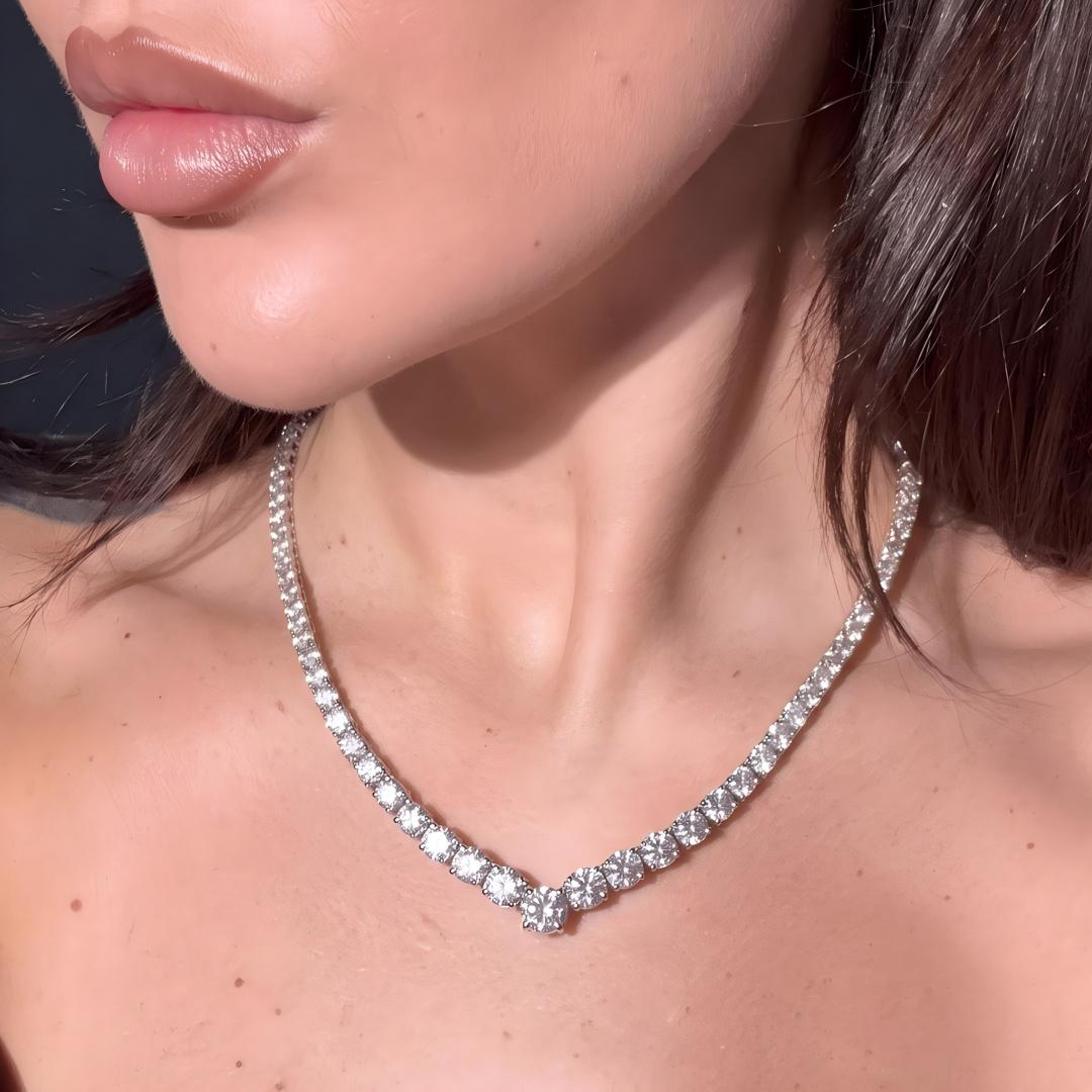 V Gradient Moissanite Tennis Necklace