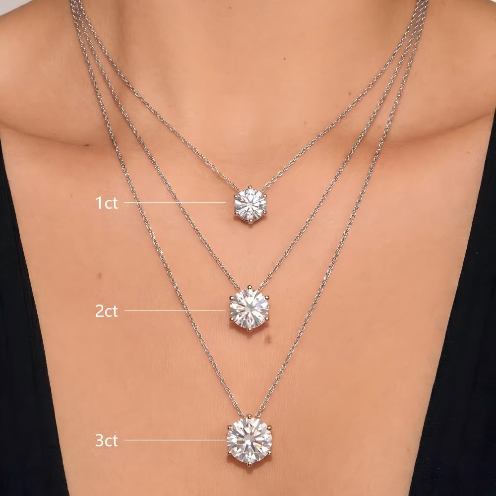 Six-Prong Round Moissanite Necklace