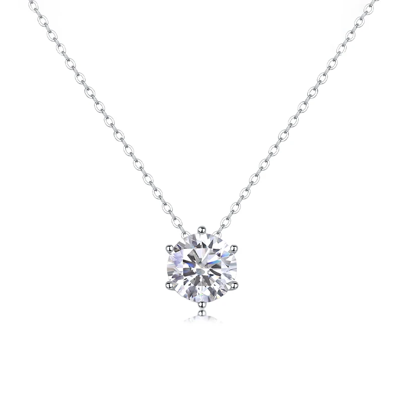 Six-Prong Round Moissanite Necklace