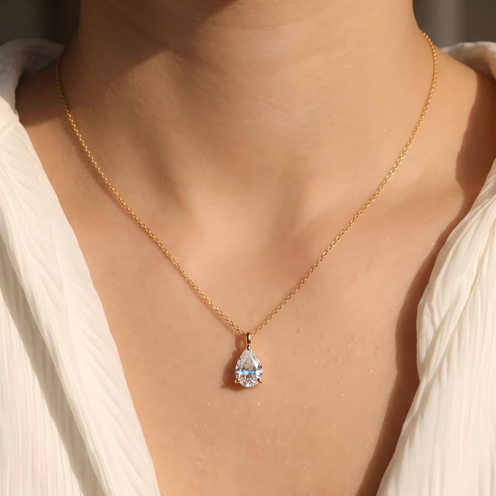 Pear Cut Moissanite Necklace