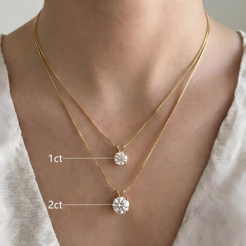 Four-Prong Box Chain Moissanite Necklace